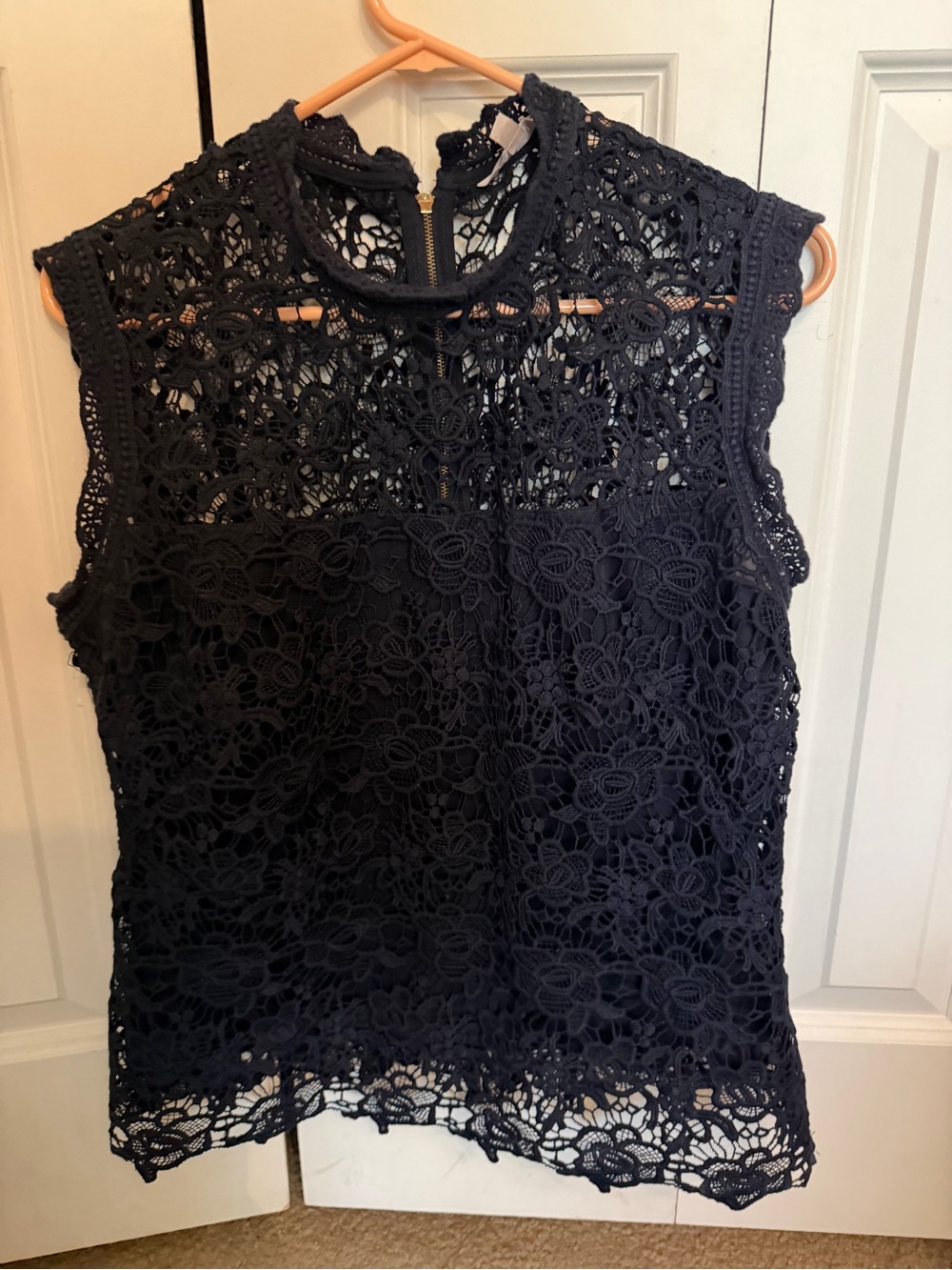 Nanette Lepore Navy Crochet Lace Sleeveless Camisole